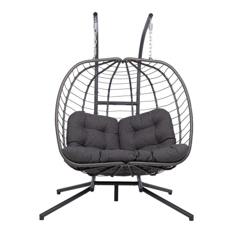 Hängstol Finse 2-sits 142x106x194 cm - mörkgrå - Utemöbler - Utestol & trädgårdsstol - Hängstol utomhus - Hängstol med stativ