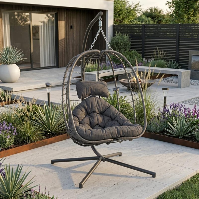 Hängstol Granvin 90x114x186 cm - mörkgrå - Utemöbler - Utestol & trädgårdsstol - Hängstol utomhus - Hängstol med stativ