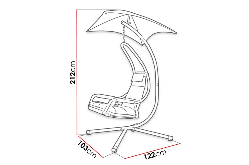 Hängstol Utomhus - Hägfåtölj - Hänggunga med stativ och ställning med tak för balkong och uteplats - Svart|Grå - Utemöbler - Utestol & trädgårdsstol - Hängstol utomhus