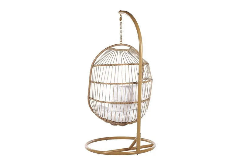 Hängstol Utomhus med stativ konstrotting beige ALBA - Trä/natur - Utemöbler - Utestol & trädgårdsstol - Hängstol utomhus