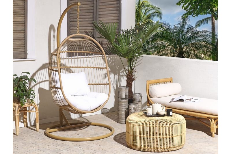 Hängstol Utomhus med stativ konstrotting beige ALBA - Trä/natur - Utemöbler - Utestol & trädgårdsstol - Hängstol utomhus