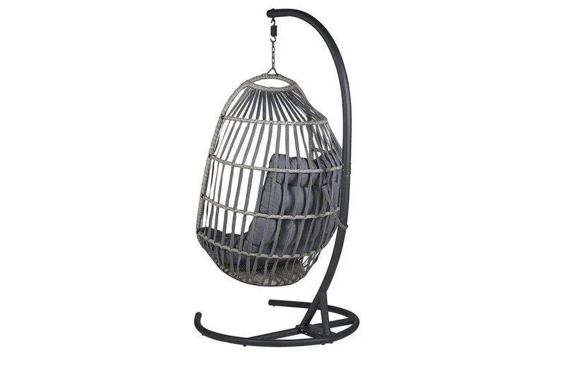 Hängstol Utomhus med stativ konstrotting mörkgrå SESIA - Grå - Utemöbler - Utestol & trädgårdsstol - Hängstol utomhus