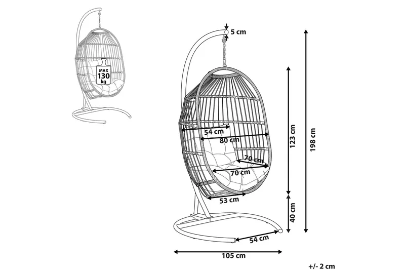 Hängstol Utomhus med stativ konstrotting mörkgrå SESIA - Grå - Utemöbler - Utestol & trädgårdsstol - Hängstol utomhus