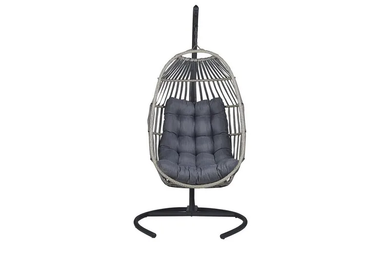 Hängstol Utomhus med stativ konstrotting mörkgrå SESIA - Grå - Utemöbler - Utestol & trädgårdsstol - Hängstol utomhus