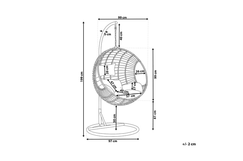Hyvena Hängstol Utomhus med Stativ - Svart - Utemöbler - Utestol & trädgårdsstol - Hängstol utomhus