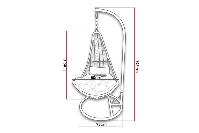 Kintore Hängstol Utomhus 95 cm - Grå - Utemöbler - Utestol & trädgårdsstol - Hängstol utomhus