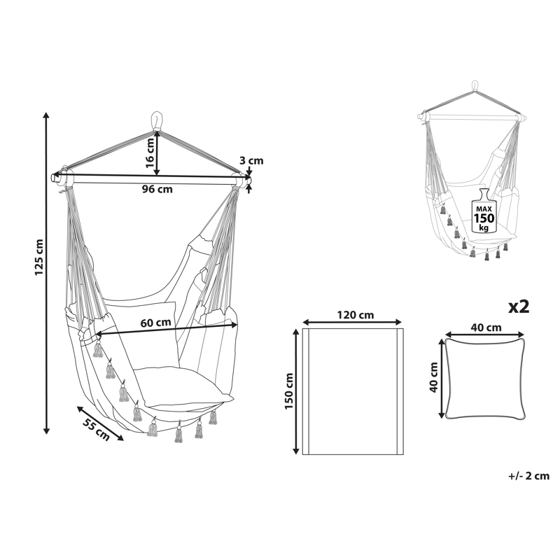Hängstol utomhus Varena Bomull - Beige/Blå - Utemöbler - Utestol & trädgårdsstol - Hängstol utomhus