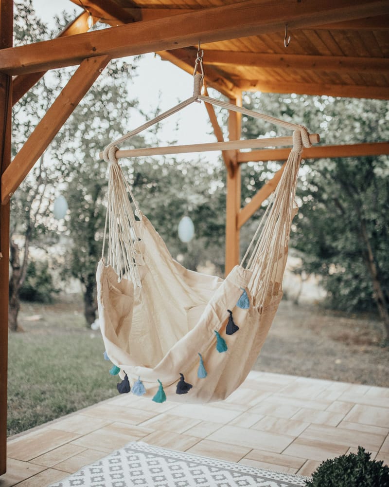 Hängstol utomhus Varena Bomull - Beige/Blå - Utemöbler - Utestol & trädgårdsstol - Hängstol utomhus