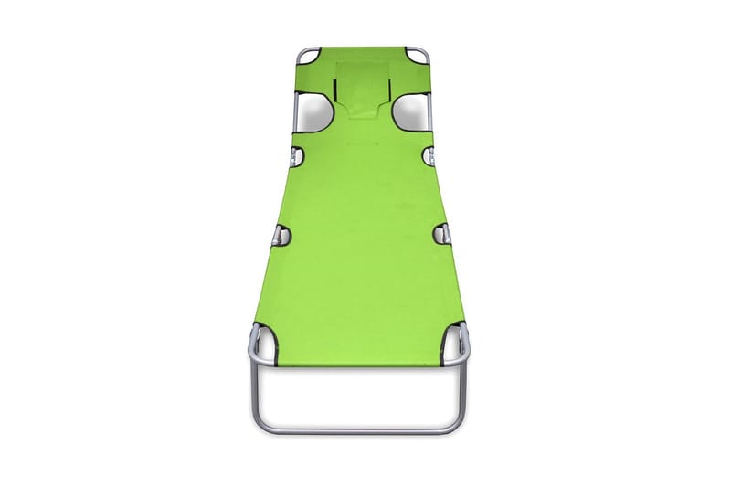 Hopfällbar solsäng med huvudkudde pulverlackerat stål grön - Grön - Solsäng & Solvagnar