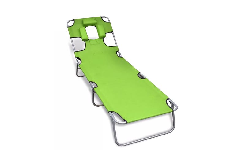 Hopfällbar solsäng med huvudkudde pulverlackerat stål grön - Grön - Solsäng & Solvagnar