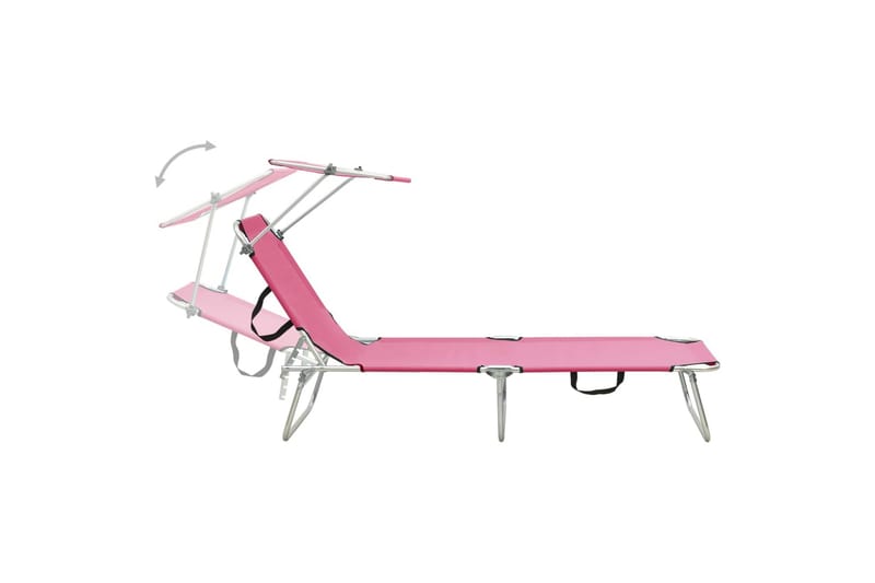 Hopfällbar solsäng med tak rosa aluminium - Rosa - Utemöbler - Utestol & trädgårdsstol - Solsäng & Solvagnar