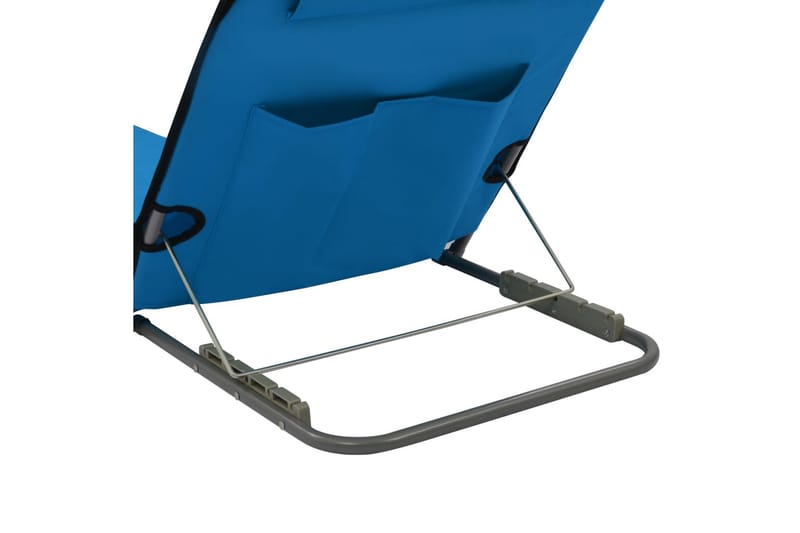Hopfällbara strandmattor 2 st stål och tyg blå - Blå - Solsäng & Solvagnar