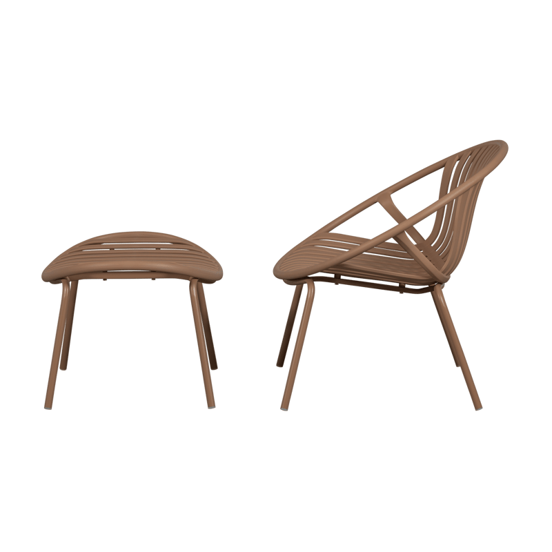 Loungestol + Pall Bruce Utomhus - Laxrosa - Utemöbler - Utestol & trädgårdsstol - Utefåtölj & loungefåtölj