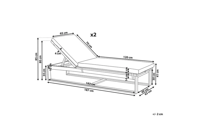 Loungestol Azzanello set om 2 - Utemöbler - Utestol & trädgårdsstol - Solsäng & Solvagnar