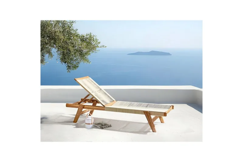 Loungestol Prossedi Beige/ljust trä - Beige/ljust trä - Utemöbler - Utestol & trädgårdsstol - Solsäng & Solvagnar