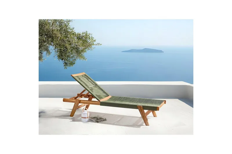 Loungestol Prossedi Grönt/ljust trä - Grönt/ljust trä - Utemöbler - Utestol & trädgårdsstol - Solsäng & Solvagnar