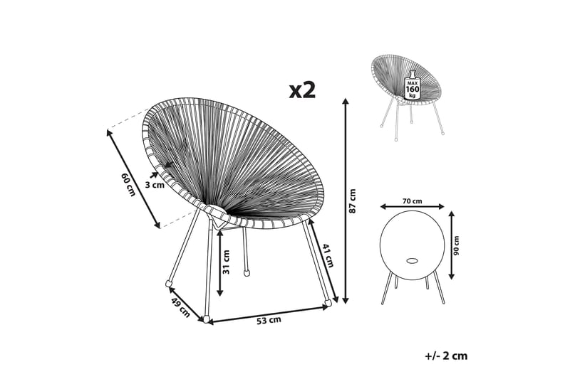 Maniwaki Utefåtölj - Grå/Svart - Utemöbler - Utestol & trädgårdsstol - Utefåtölj & loungefåtölj