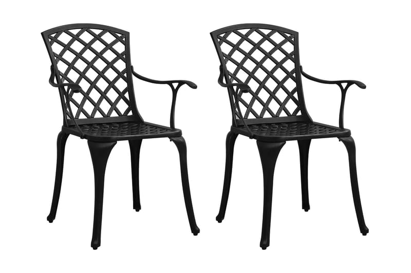 Caféstolar 2 st gjuten aluminium svart - Svart - Utemöbler - Utestol & trädgårdsstol - Matstol & karmstol utomhus
