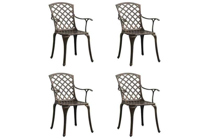 Caféstolar 4 st gjuten aluminium brons - Brun - Utemöbler - Utestol & trädgårdsstol - Matstol & karmstol utomhus