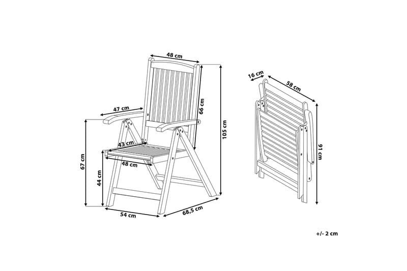 Canneto Stol med Dyna 2-pack - Akacia/Grafitgrå - Matstol & karmstol utomhus - Balkongstol