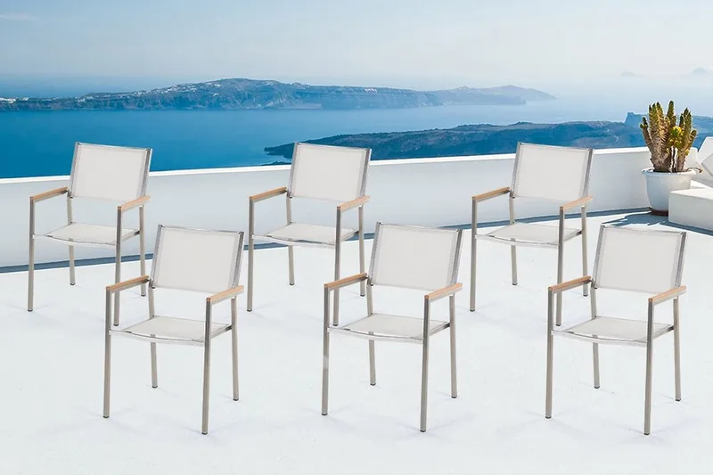 Grosseto Trädgårdsstol 6 St 58 cm - Vit - Utemöbler - Utestol & trädgårdsstol - Matstol & karmstol utomhus