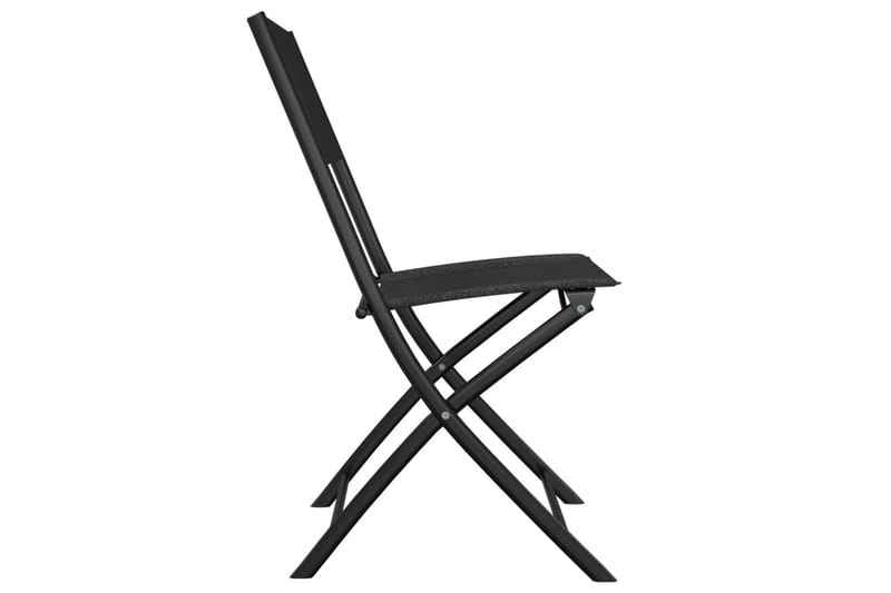 Hopfällbara trädgårdsstolar 2 st svart stål och textilen - Svart - Matstol & karmstol utomhus - Balkongstol