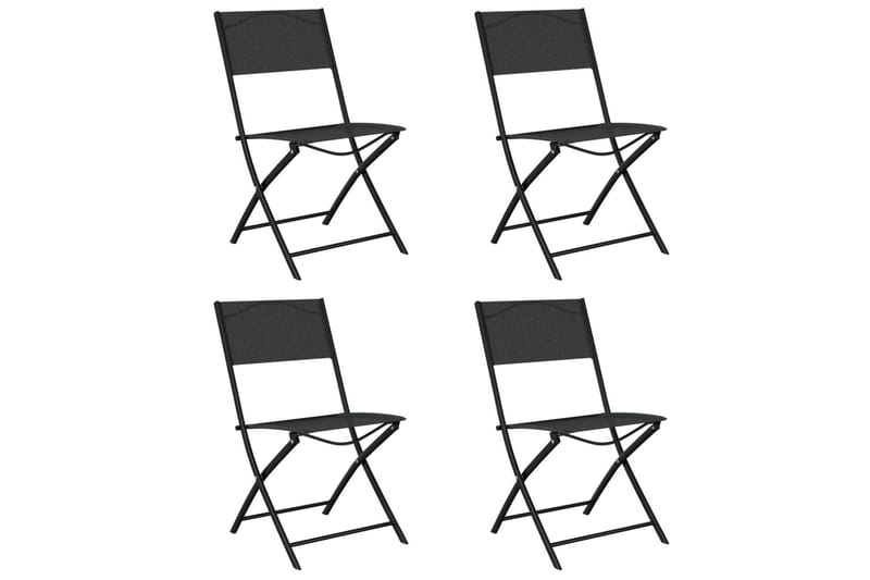 Hopfällbara trädgårdsstolar 4 st svart stål och textilen - Svart - Matstol & karmstol utomhus - Balkongstol
