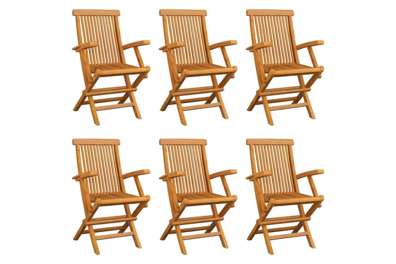 Hopfällbara Trädgårdsstolar 6 st massiv teak - Brun - Utemöbler - Utestol & trädgårdsstol - Matstol & karmstol utomhus