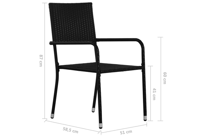 Matstol för trädgård 2 st konstrotting svart - Svart - Matstol & karmstol utomhus - Balkongstol