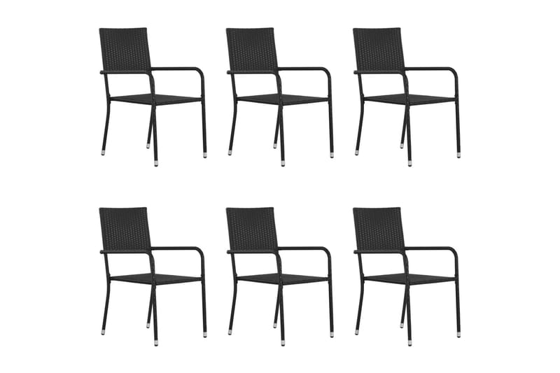 Matstol för trädgård 6 st konstrotting svart - Svart - Matstol & karmstol utomhus - Balkongstol