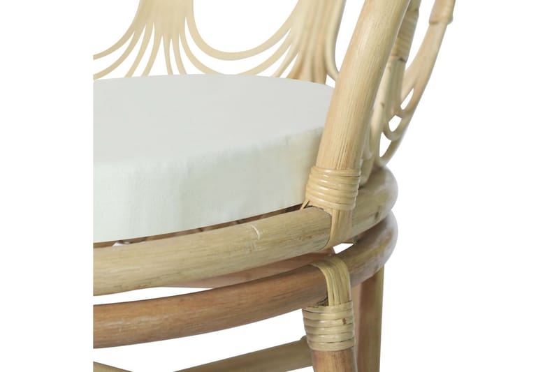 Matstol med dyna naturlig rotting och linne - Vit - Matstol & karmstol utomhus - Balkongstol