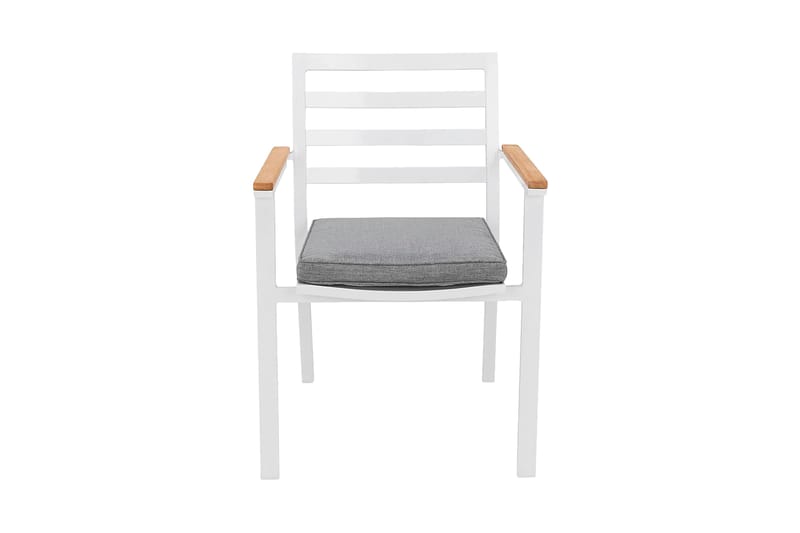 Oliver Karmstol Utomhus m Dyna - Vit/Teak/Grå - Utemöbler - Utestol & trädgårdsstol - Matstol & karmstol utomhus