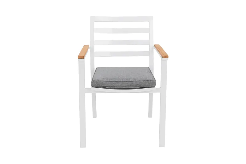Oliver Karmstol Utomhus m Dyna - Vit/Teak/Grå - Utemöbler - Utestol & trädgårdsstol - Matstol & karmstol utomhus