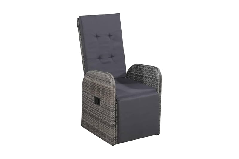 Ställbar trädgårdsstol med dyna konstrotting grå - Grå - Utemöbler barn - Matstol & karmstol utomhus - Balkongstol