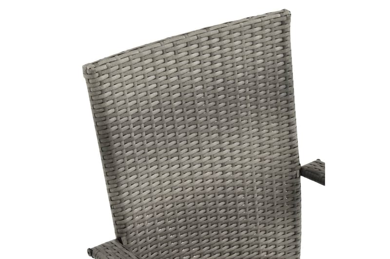 Stapelbara trädgårdsstolar 2 st grå konstrotting - Grå - Matstol & karmstol utomhus - Balkongstol