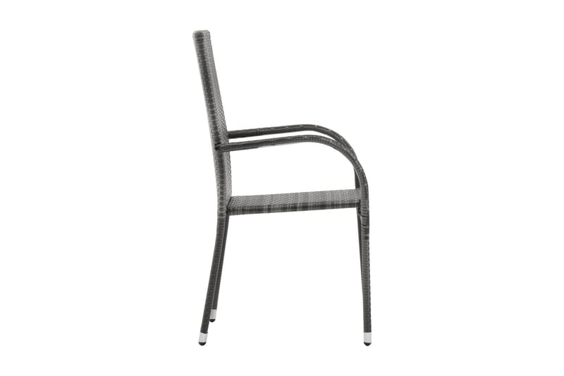 Stapelbara trädgårdsstolar 2 st grå konstrotting - Grå - Matstol & karmstol utomhus - Balkongstol