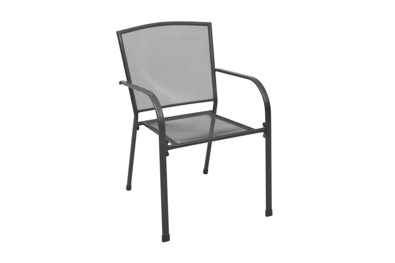 Stapelbara trädgårdsstolar 2 st st�ål grå - Grå - Matstol & karmstol utomhus - Balkongstol