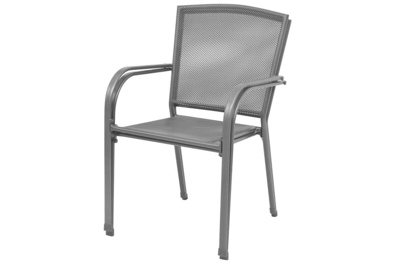 Stapelbara trädgårdsstolar 2 st stål grå - Grå - Matstol & karmstol utomhus - Balkongstol