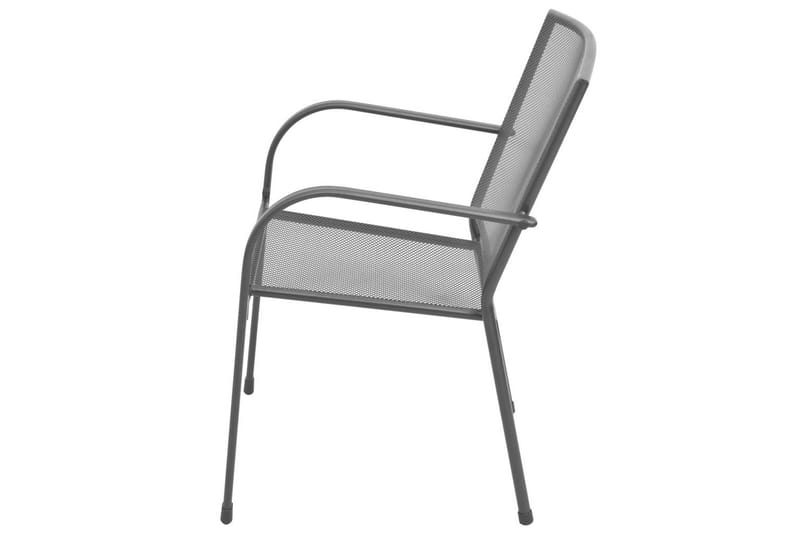 Stapelbara trädgårdsstolar 2 st stål grå - Grå - Matstol & karmstol utomhus - Balkongstol