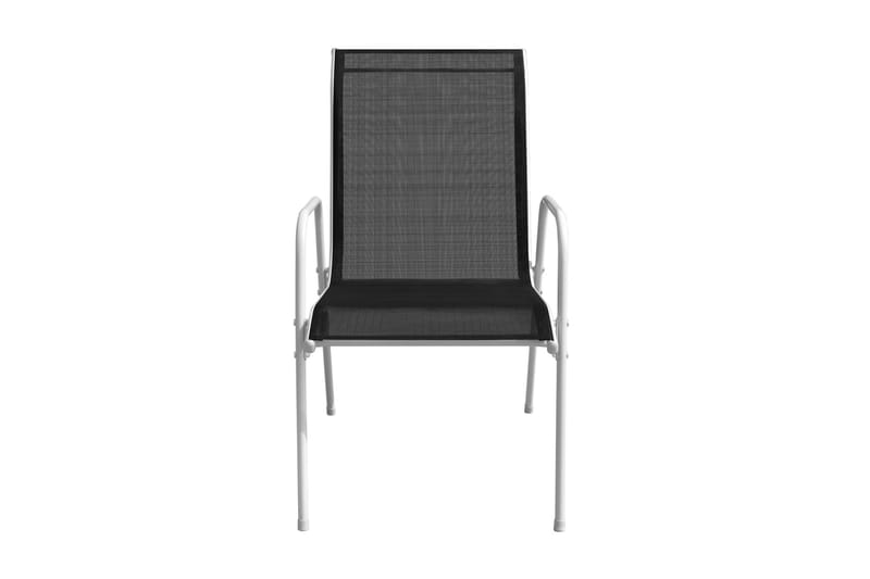 Stapelbara trädgårdsstolar 2 st stål och textilen svart - Vit - Matstol & karmstol utomhus - Balkongstol