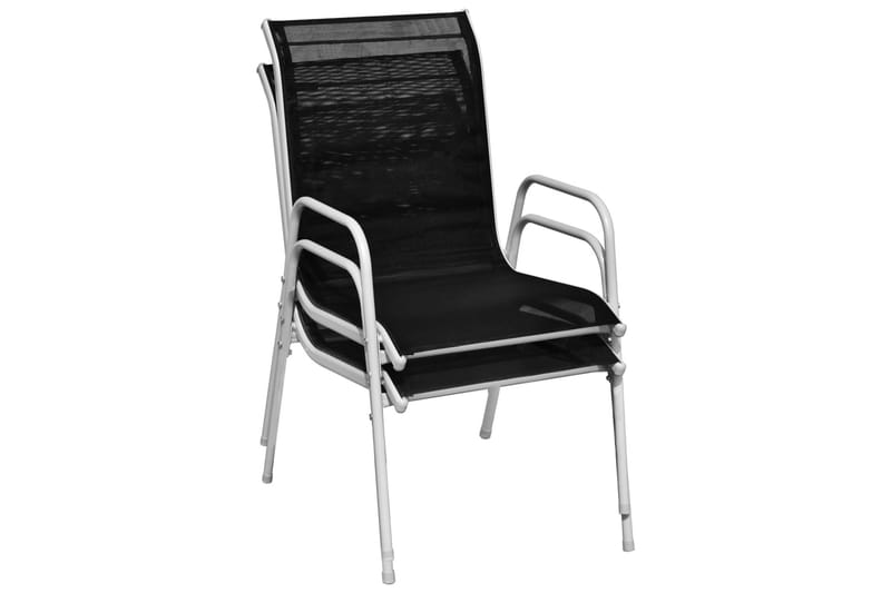 Stapelbara trädgårdsstolar 2 st stål och textilen svart - Vit - Matstol & karmstol utomhus - Balkongstol
