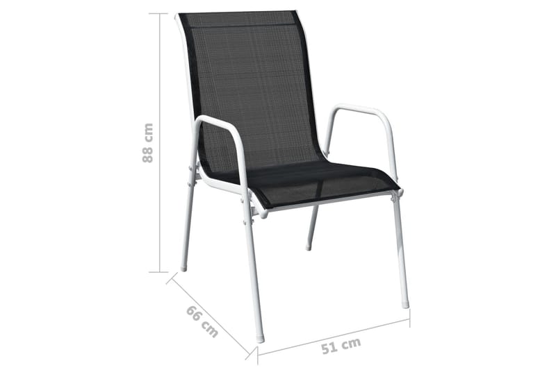 Stapelbara Trädgårdsstolar 2 st stål och textilen svart - Vit - Utemöbler - Utestol & trädgårdsstol - Matstol & karmstol utomhus