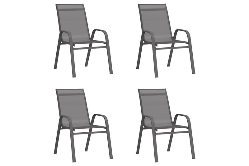 Stapelbara Trädgårdsstolar 4 st grå textilentyg - Grå - Utemöbler - Utestol & trädgårdsstol - Matstol & karmstol utomhus