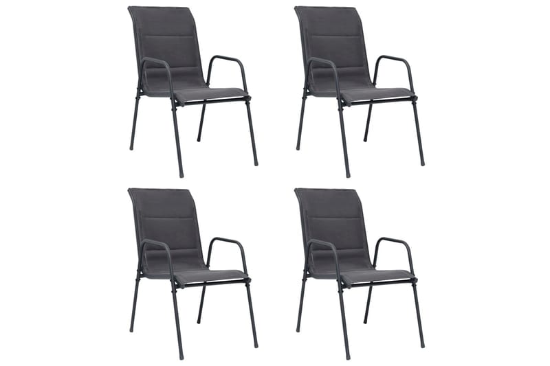 Stapelbara trädgårdsstolar 4 st stål och textilen antracit - Grå - Matstol & karmstol utomhus - Balkongstol