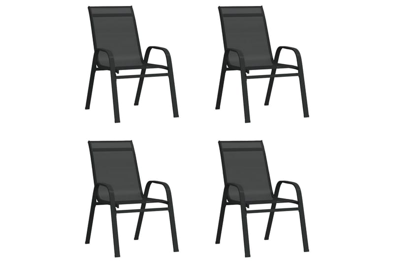 Stapelbara trädgårdsstolar 4 st svart textilentyg - Svart - Matstol & karmstol utomhus - Balkongstol