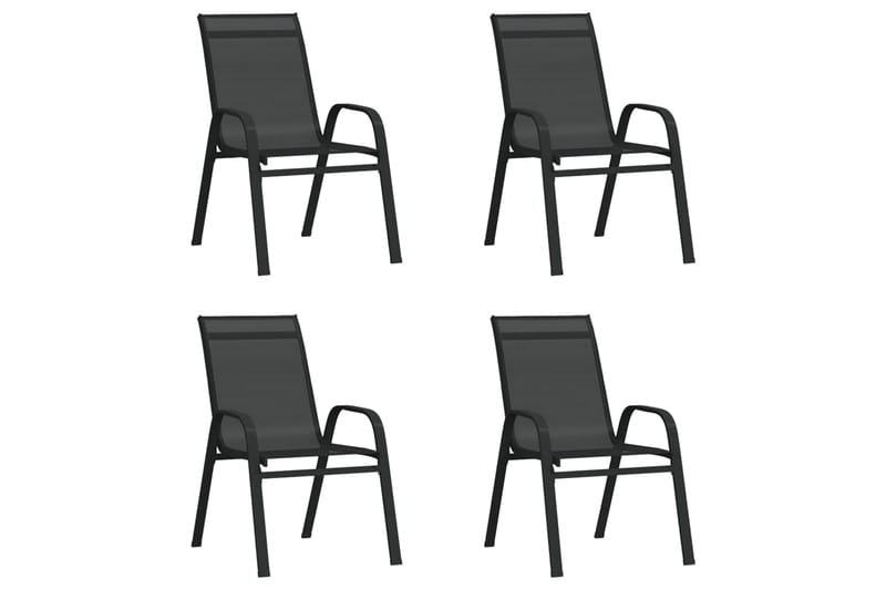Stapelbara Trädgårdsstolar 4 st svart textilentyg - Svart - Utemöbler - Utestol & trädgårdsstol - Matstol & karmstol utomhus