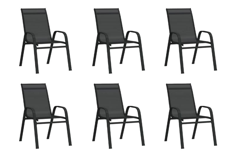 Stapelbara Trädgårdsstolar 6 st svart textilentyg - Svart - Utemöbler - Utestol & trädgårdsstol - Matstol & karmstol utomhus
