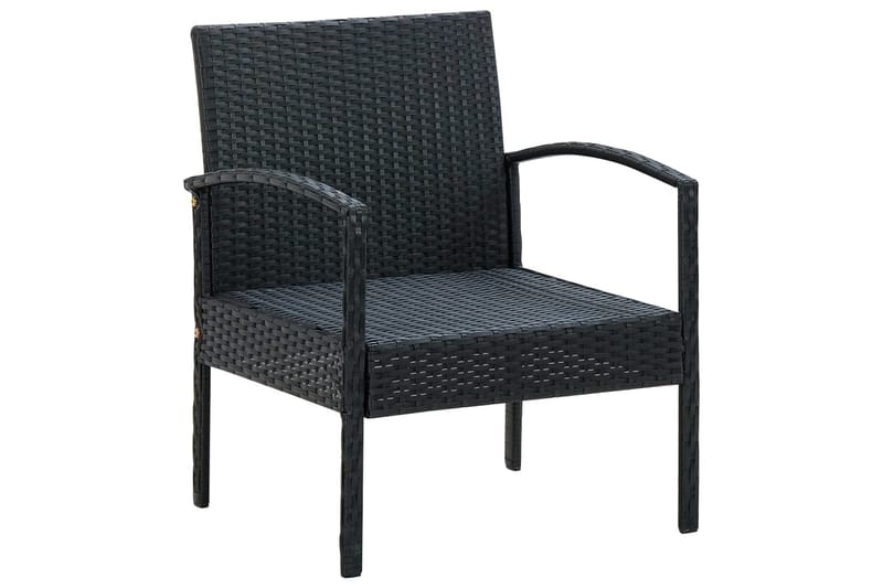 Trädgårdsfåtölj med dyna konstrotting svart - Svart - Matstol & karmstol utomhus - Balkongstol