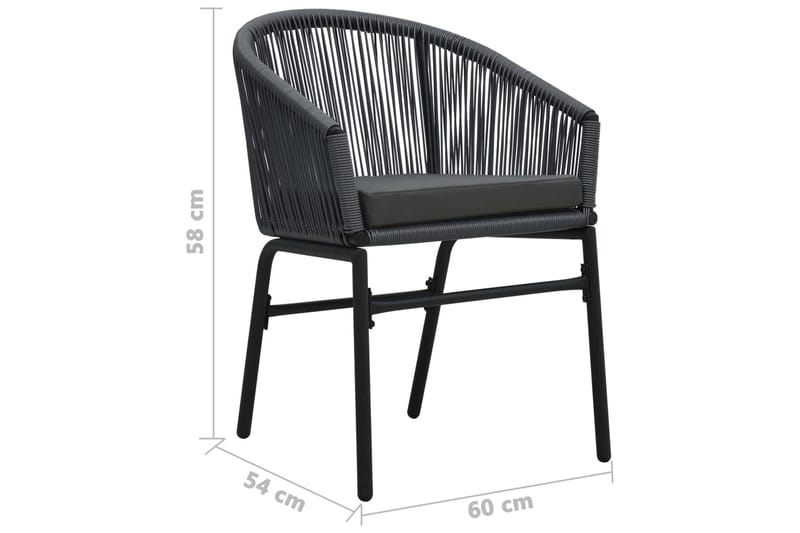 Trädgårdsstol 2 st antracit PVC rotting - Grå - Matstol & karmstol utomhus - Balkongstol