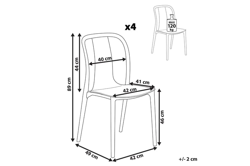 Trädgårdsstol 4 st vit/grå SPEZIA - Vit - Utemöbler - Utestol & trädgårdsstol - Matstol & karmstol utomhus